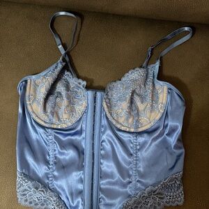 Elegant Blue Lace Women's Bodysuit